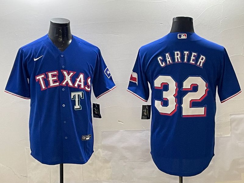 Men Texas Rangers 32 Carter Blue Game 2025 Nike MLB Jersey style 5
